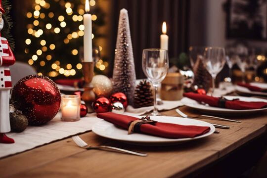 weihnachtlich dekorierter Tisch